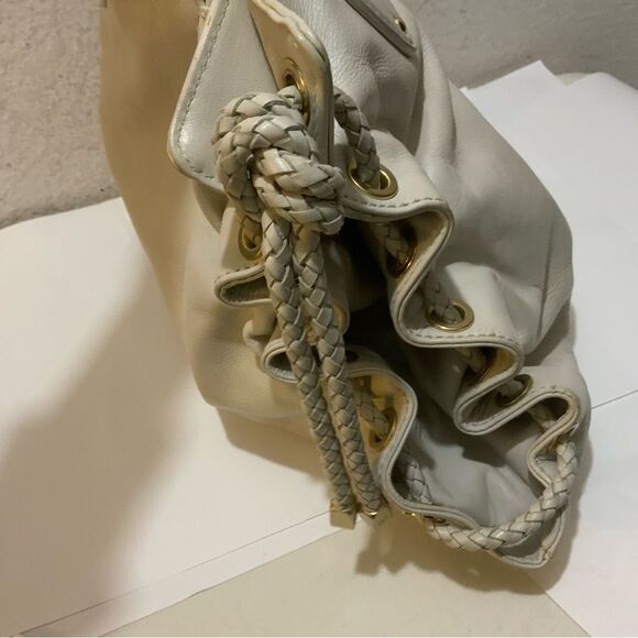 MICHAEL KORS Cream Pebbled Leather  Satchel Tote Bag  PEBBLE LEATHER WOVEN - Picture 5 of 15